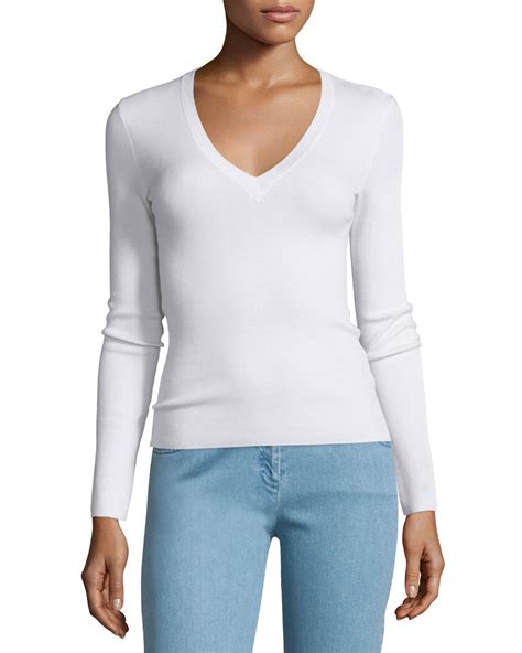 michael kors white v neck t shirt women's|Michael Kors cotton v neck.